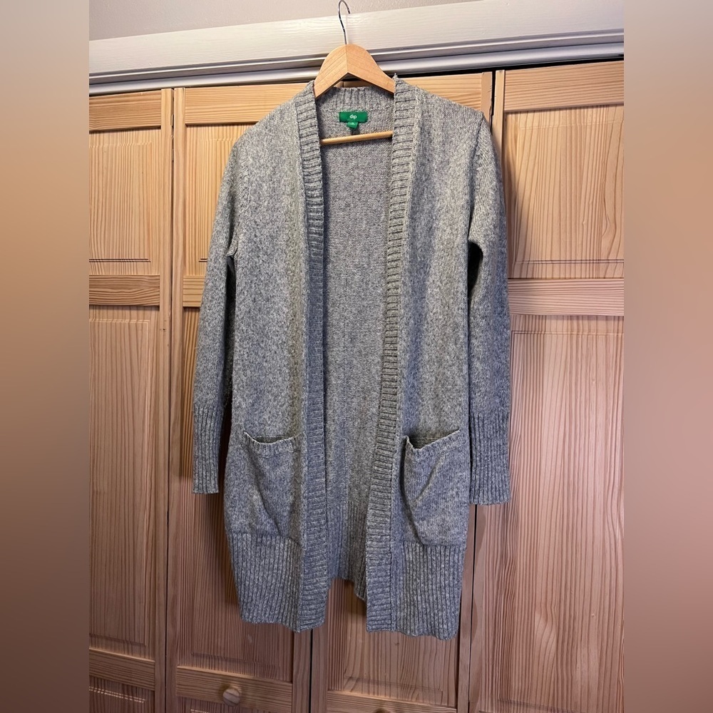 Dip Gray Long Open Cardigan Sweater with Pockets Women’s Size Medium